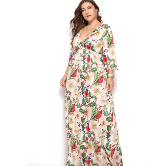 Floral print maxi dress plus size✨ L-3XL⚡️SALE⚡️ - Picture 1 of 5